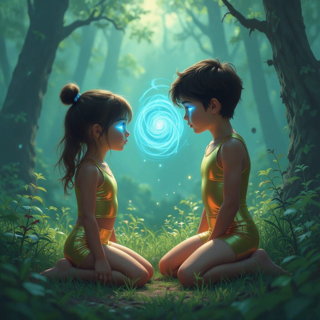 Mystical Forest Encounter: Glowing Energy and Mesmerized Gaz...