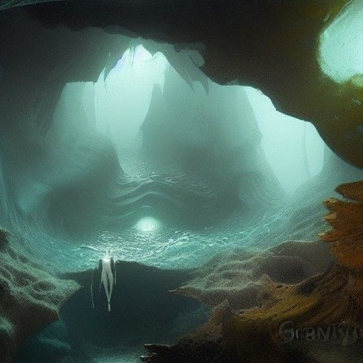 Underwater Cave Landscape in Fantasy Art Style