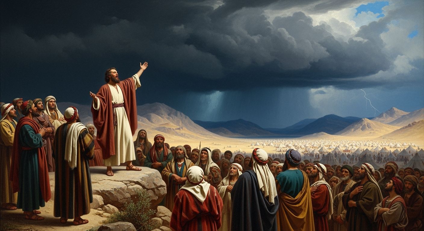 Biblical Preacher in Desert Storm, Dramatic Lighting