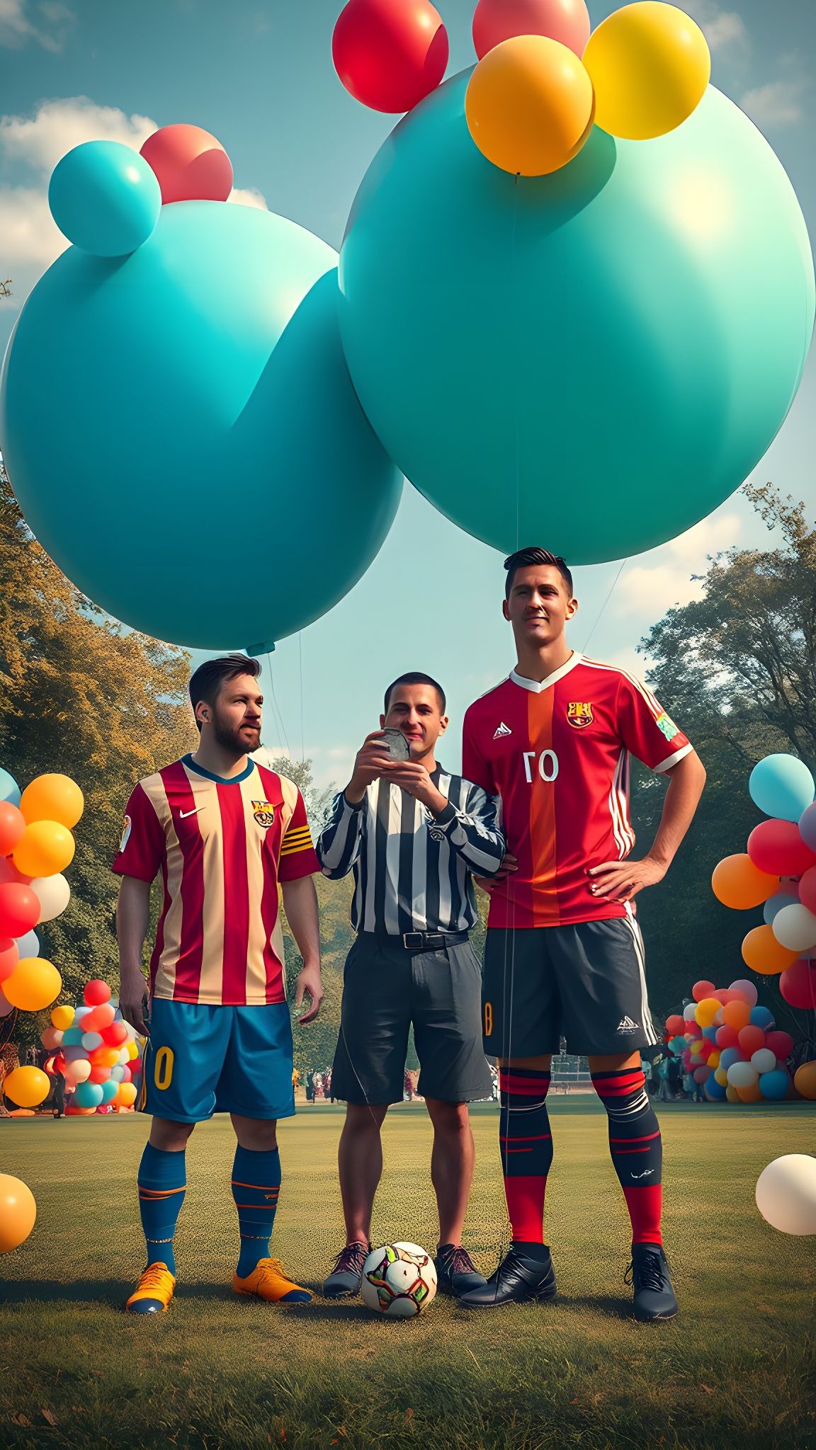 Messi and Ronaldo Balloon Challenge in Park