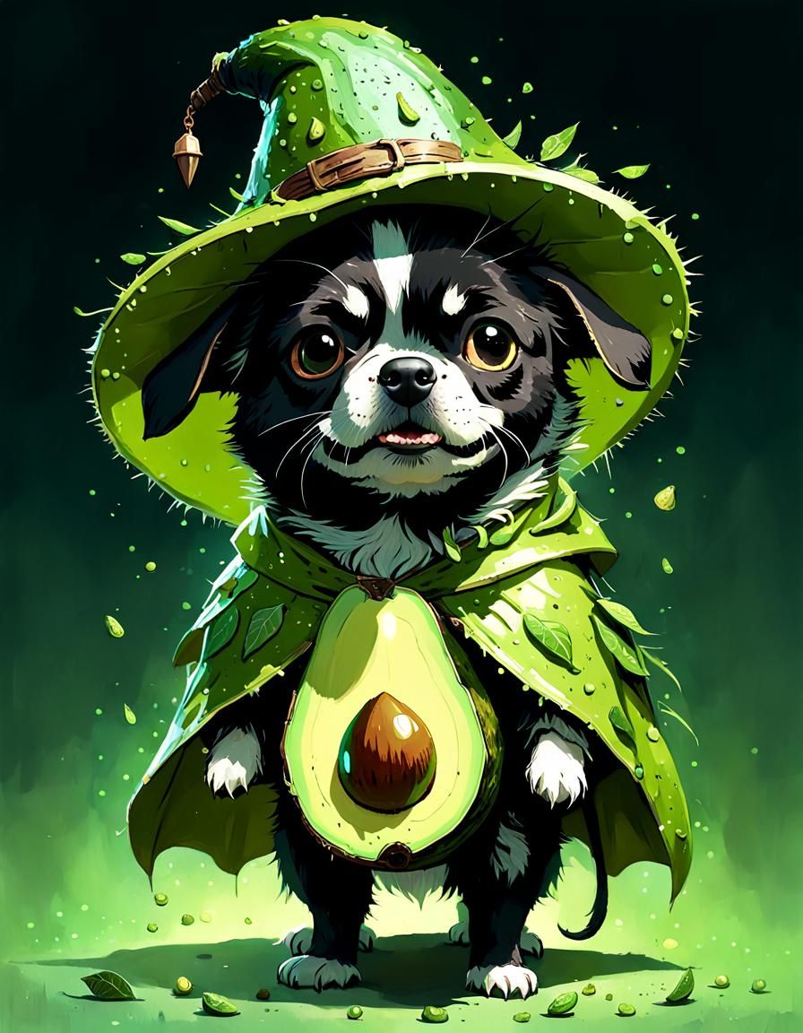 Avocado Witch: American Molossus Digital Painting