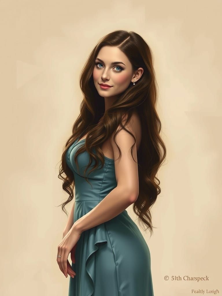 Ethereal Pre-Raphaelite Beauty with Luminous Skin and Sparkl...