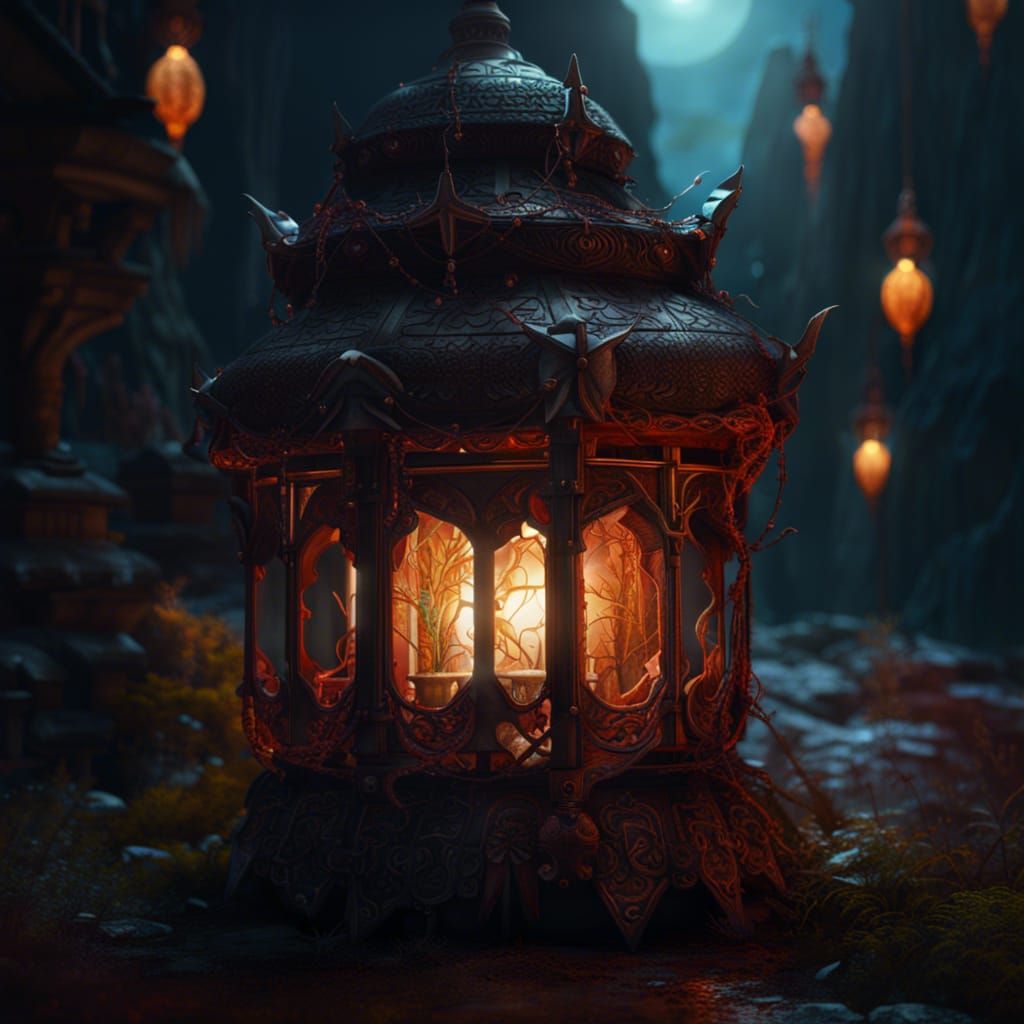 Fantastical Lantern in Detailed Matte Painting