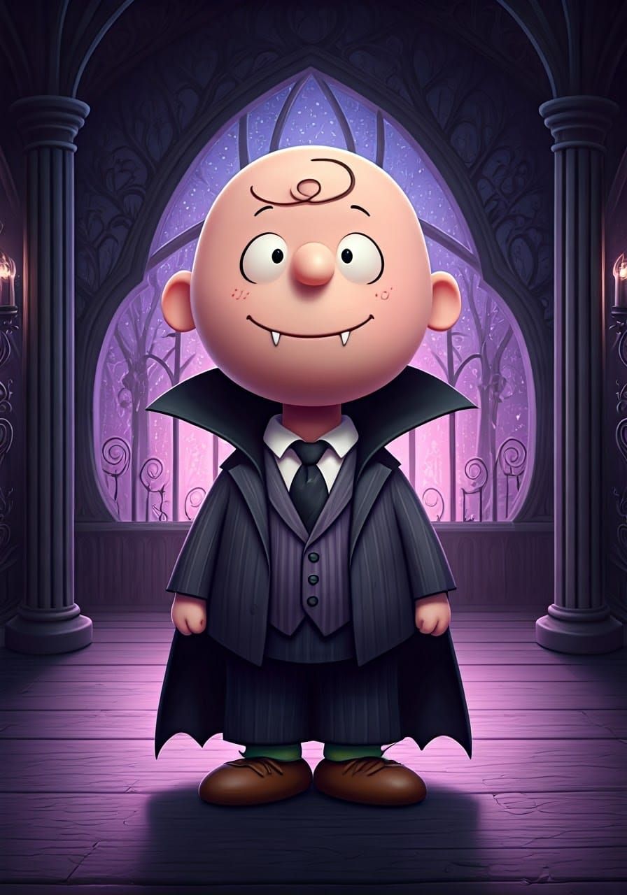 Charlie Brown as Vampire in Burtonesque Sanrio Style