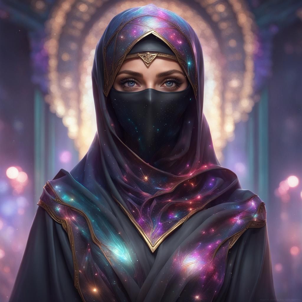 Galaxy Niqab Portrait in Hyperdetailed Art Style