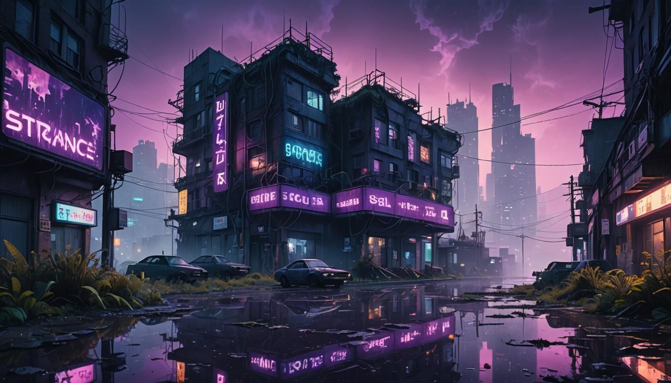 Eerie Sci-Fi Cityscape at Dusk in Cinematic Lighting