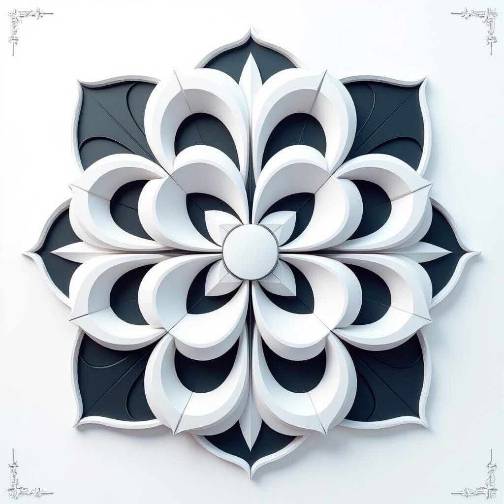 Futuristic Minimalist Flower Design with Circular Placeholde...