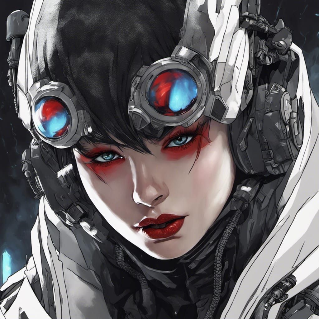 Cybernetic Punk Pilot in Cockpit, Digital Art