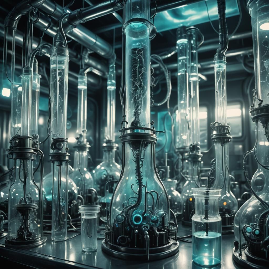 Bioluminescent Sci-Fi Lab: Surreal Humanoid Experiments