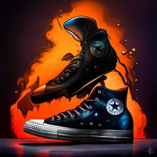 Cartoon Character on Sneaker as Graffiti Art