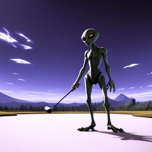 Anime Alien Golfing Fantasy Concept Art