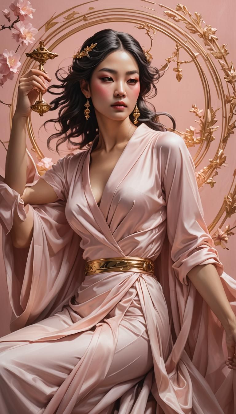 Libra in Blush Pink: Hyperrealistic Concept Art