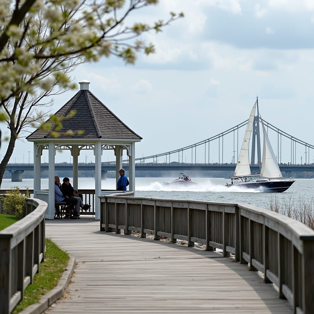 Charming Solomons Boardwalk Scene in Spring