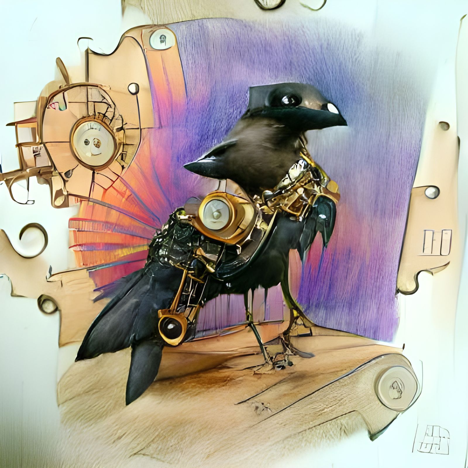 Steampunk Crow: Mechanical Marvel