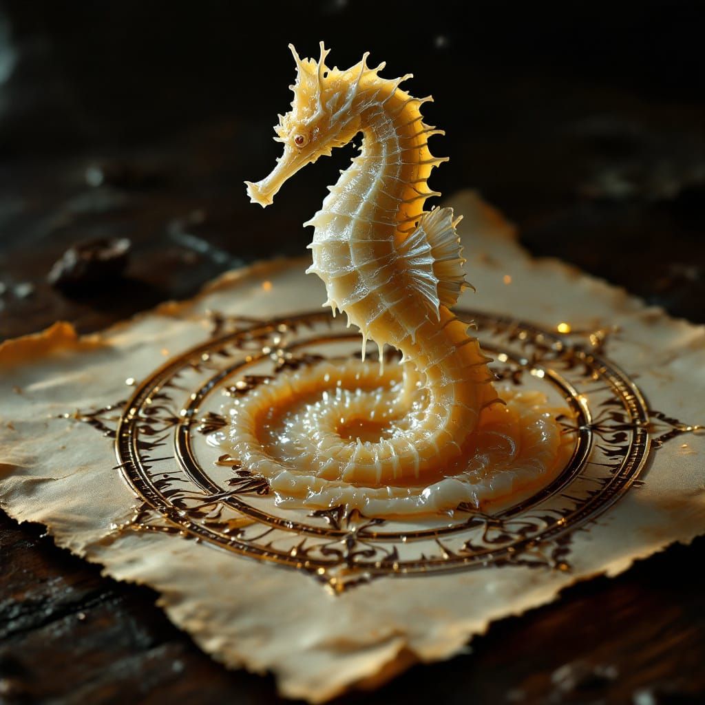 Wax Seahorse Sigil on Ancient Parchment