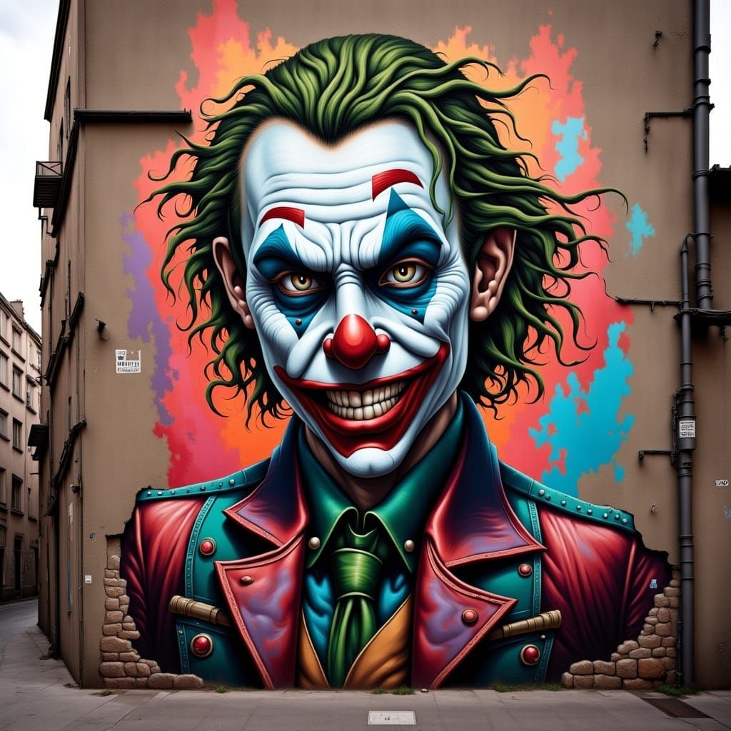 Joker Graffiti Portrait in Street Art Style