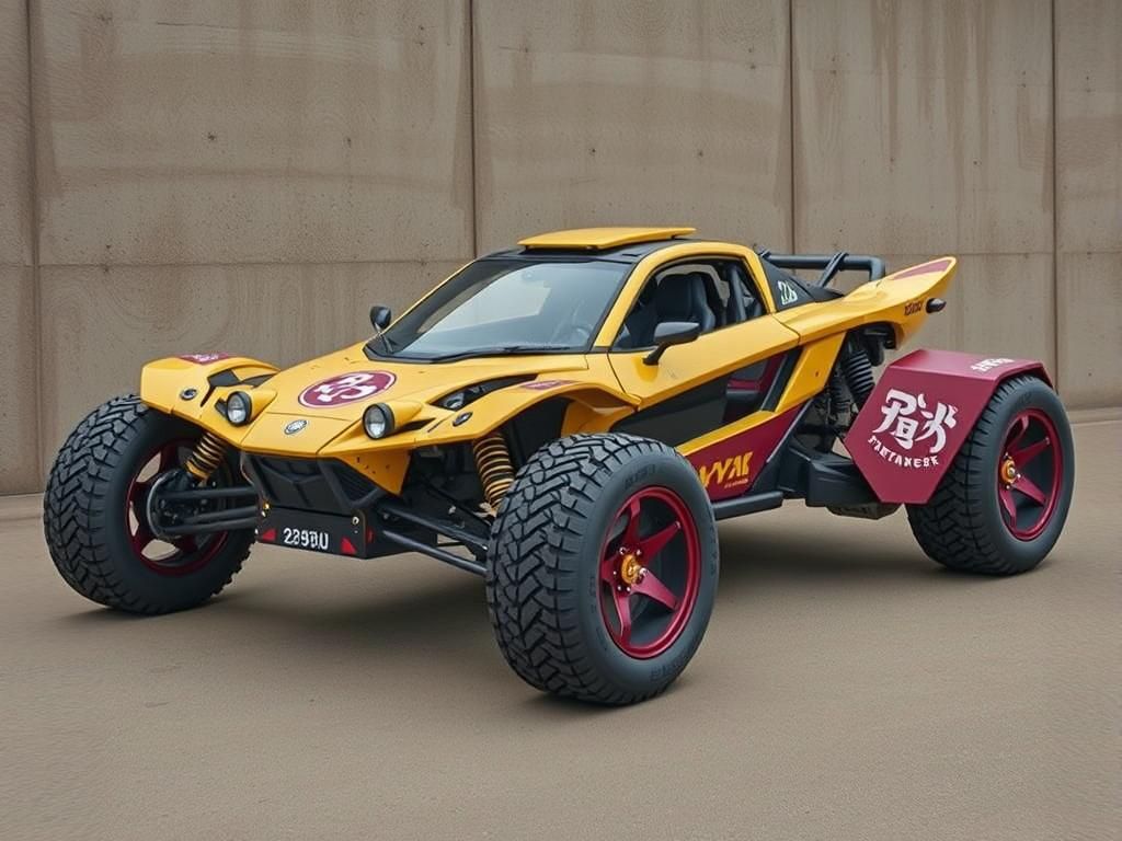 Futuristic Sporty Buggy with Japanese Logos