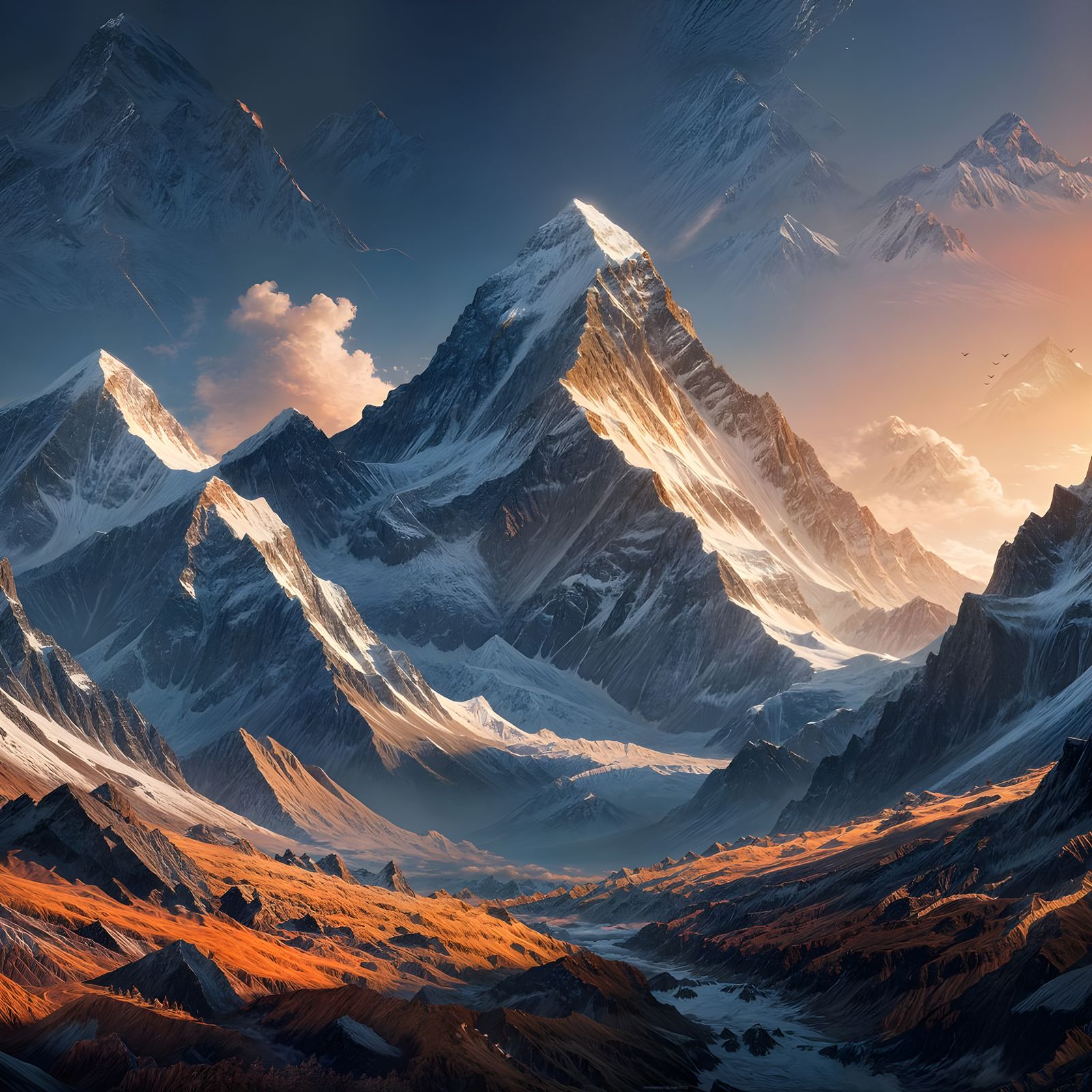 Mount Everest in Breathtaking Sunset Splendor