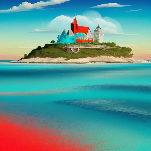 Surreal Point Nemo Island Oil Painting