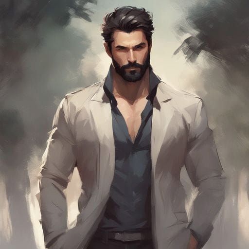 Handsome Man Walking in Park, Digital Art