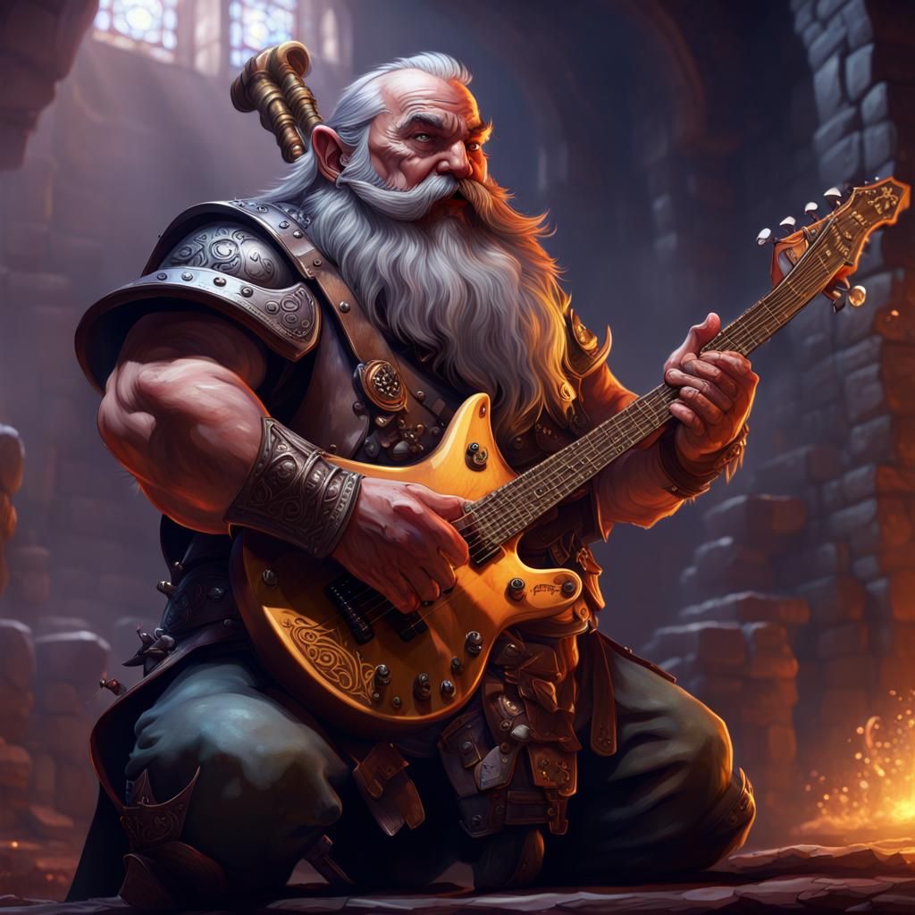 Dwarf Bard Shredding on Electric Guitar