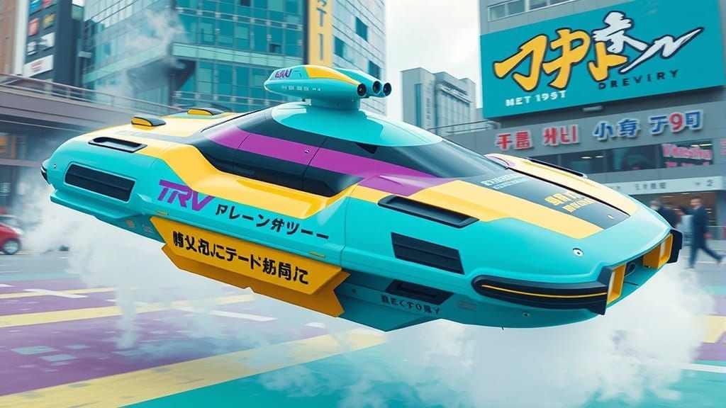 Future Hover-Speeder in Neon Cityscape