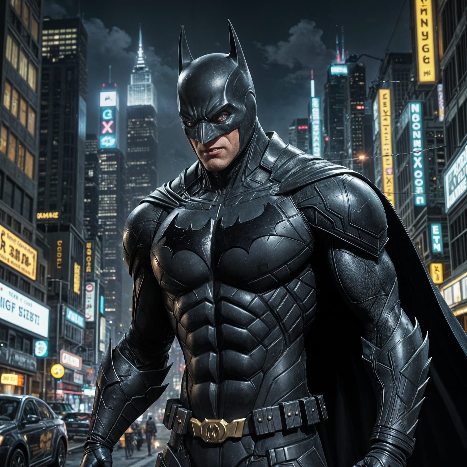 Batman Confronts Venom in Grinning Standoff, 3D Anime Art