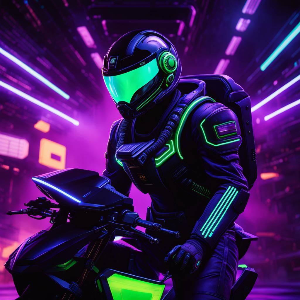 Cyberpunk Pilot Flies Aircraft Through Portal