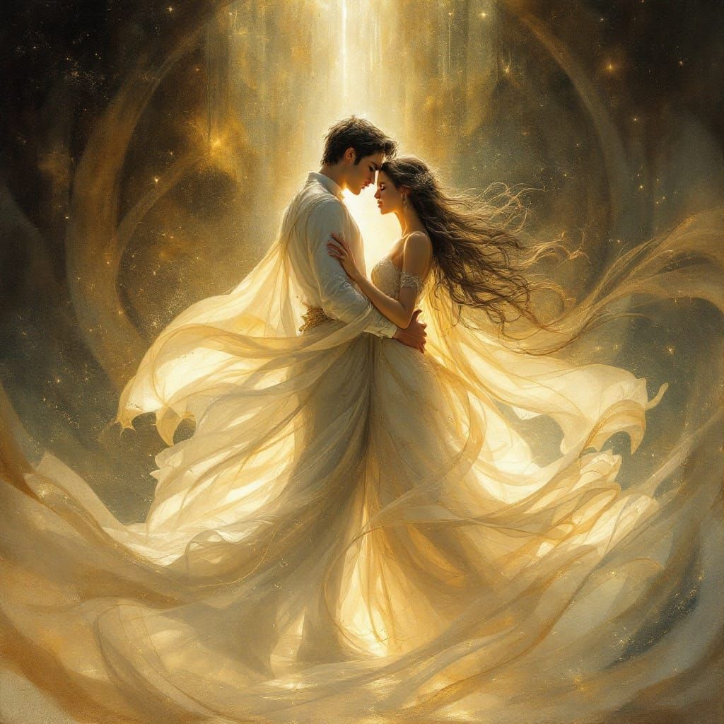 Ethereal Lovers in Dreamlike Atmosphere