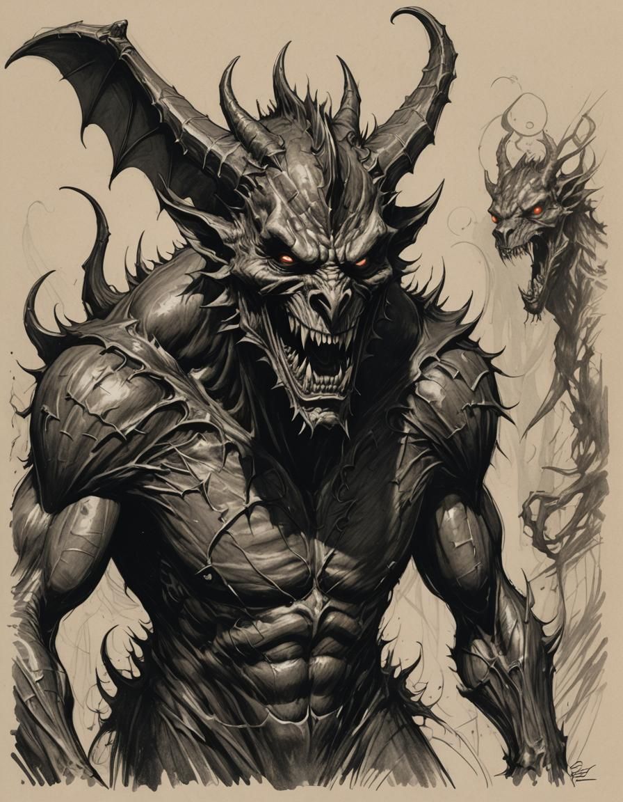 Sinister Horror Sketch of Jersey Devil Cryptid