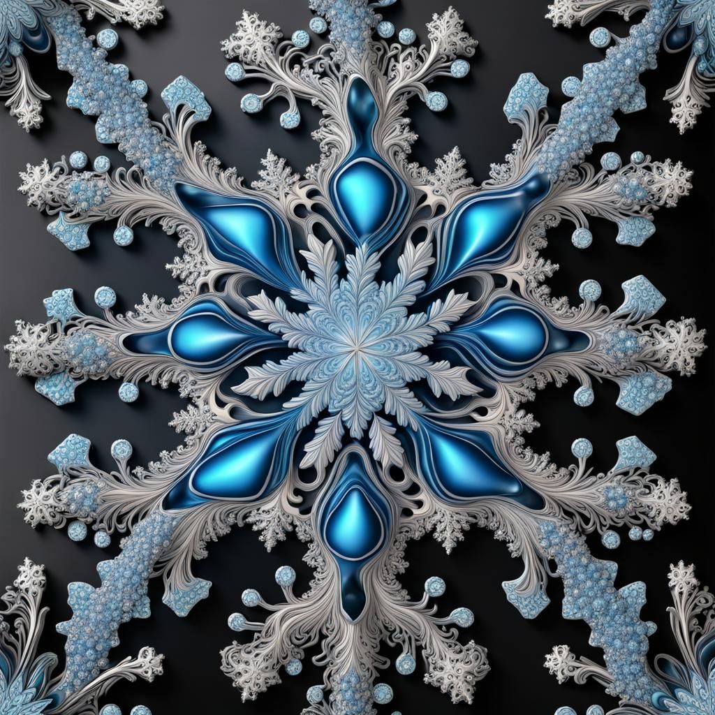 Glittering Christmas Snowflake with Abstract Designs
