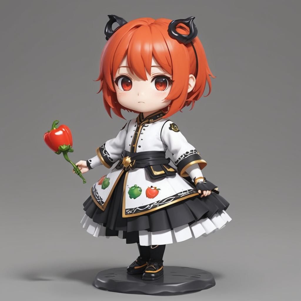 Chibi with Bell Pepper Head in 3D Anime Art