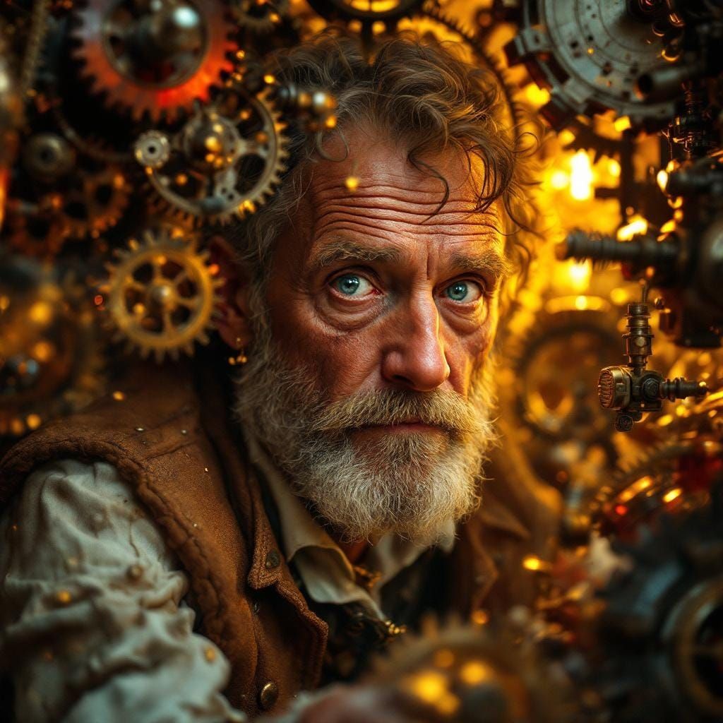 Steampunk Inventor Portrait in Renaissance Style