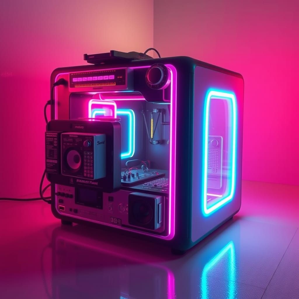 Neon Retrofuturistic Cube