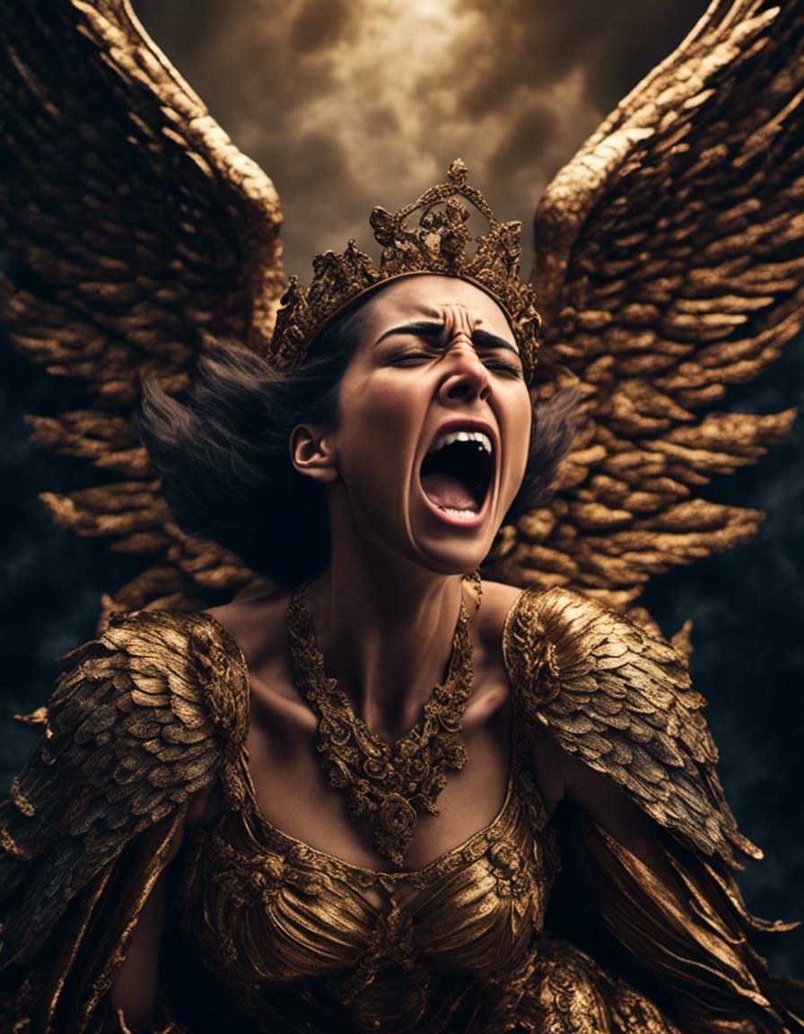 Angel Screaming in Grief: Hyperdetailed Digital Masterpiece
