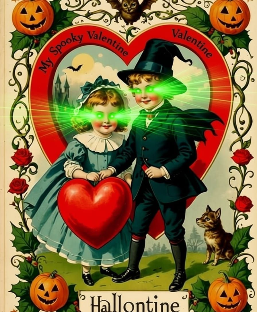 Antique Halloween Valentine Greeting Card