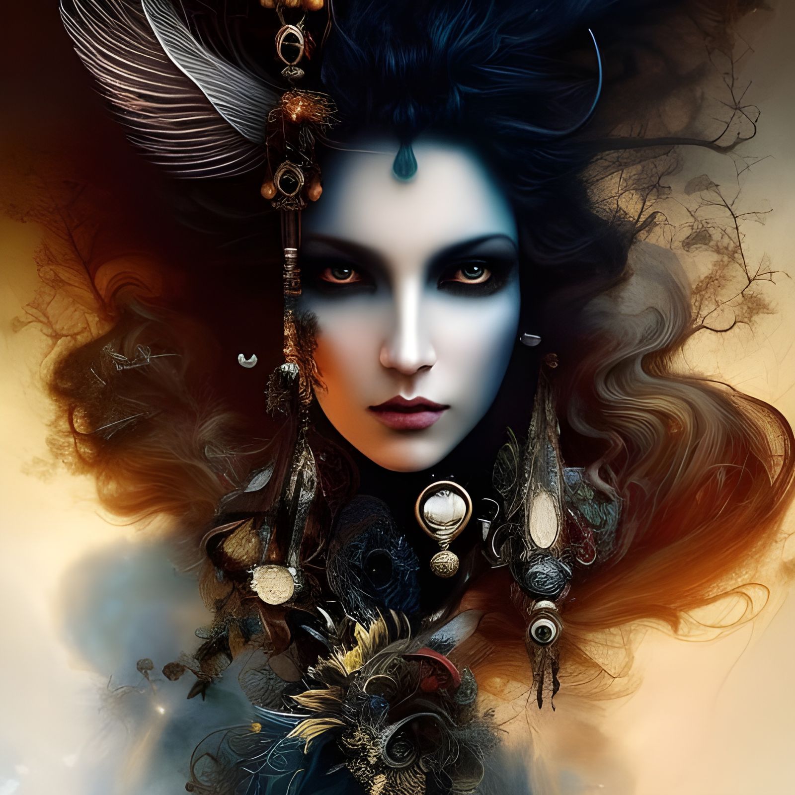 Ethereal Shadow Angel in Fantasycore Style