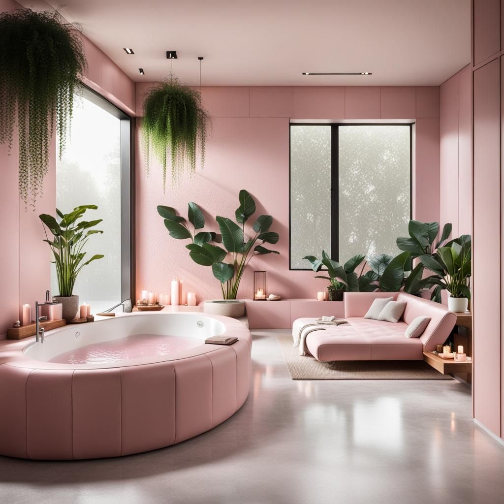 Elegant Home Spa with Jacuzzi and Wet Room