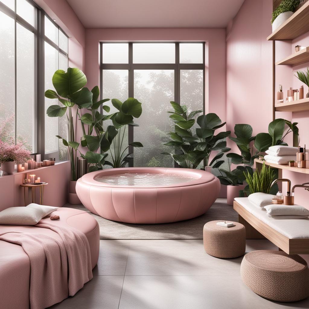 Elegant Home Spa with Jacuzzi and Daybed