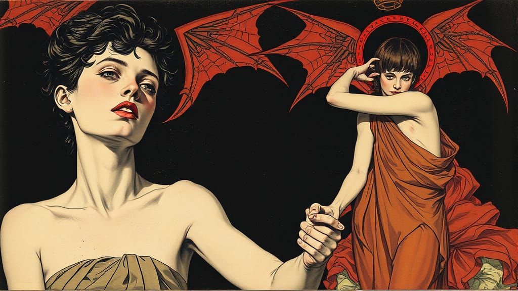 Lucifer's Eternal Bond in Gothic Dark Art