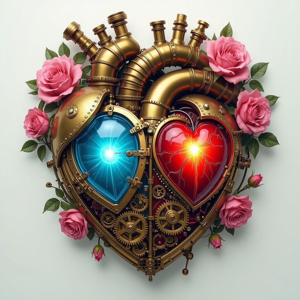 Mechanical and Organic Hearts in Steampunk Surrealism