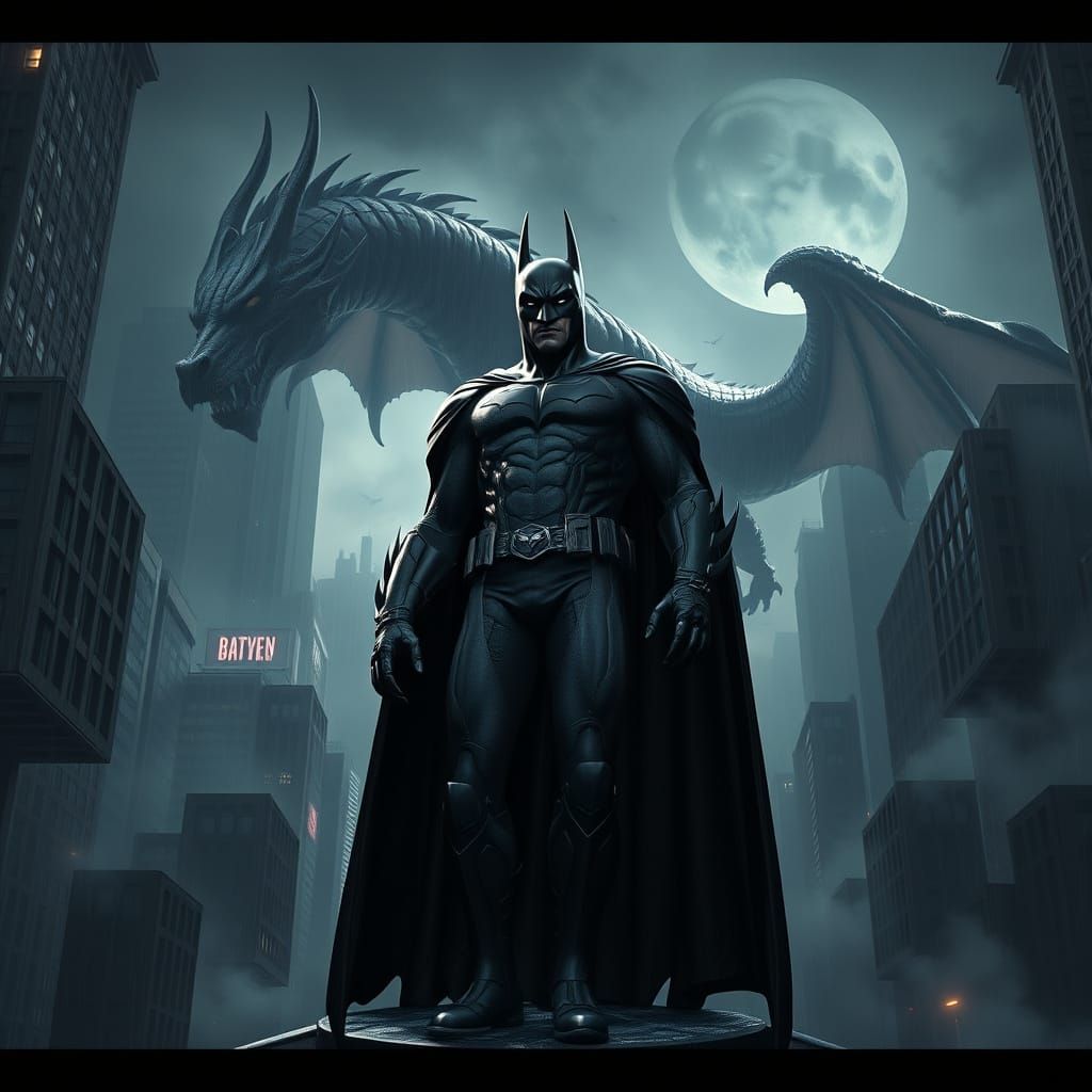 Batman Meets Dragon in Gothic Gotham City