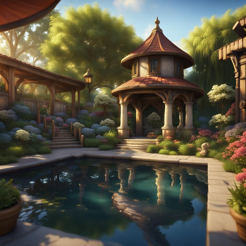 The backyard is an oasis