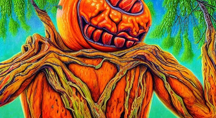 Orange Fruit Monster Portrait in Hyperreal Detail