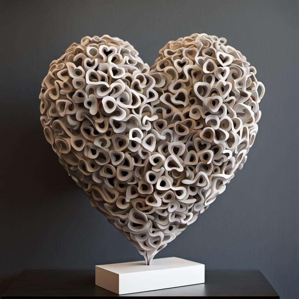 Modern Organic 3D Heart Sculpture