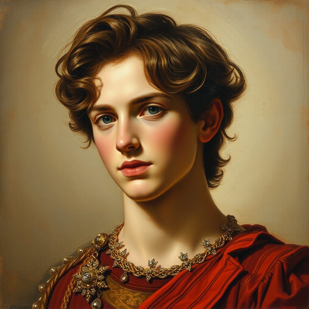 A Youthful Prince in Regal Oil Paints