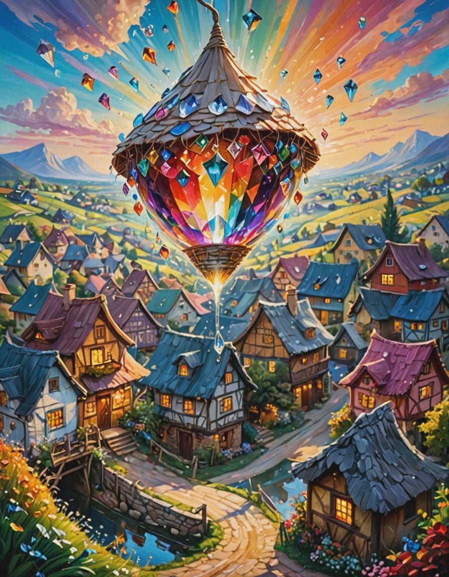 A "Sack of Plenty" appears over a prosperous serene village to ensure citizens' wealth this year