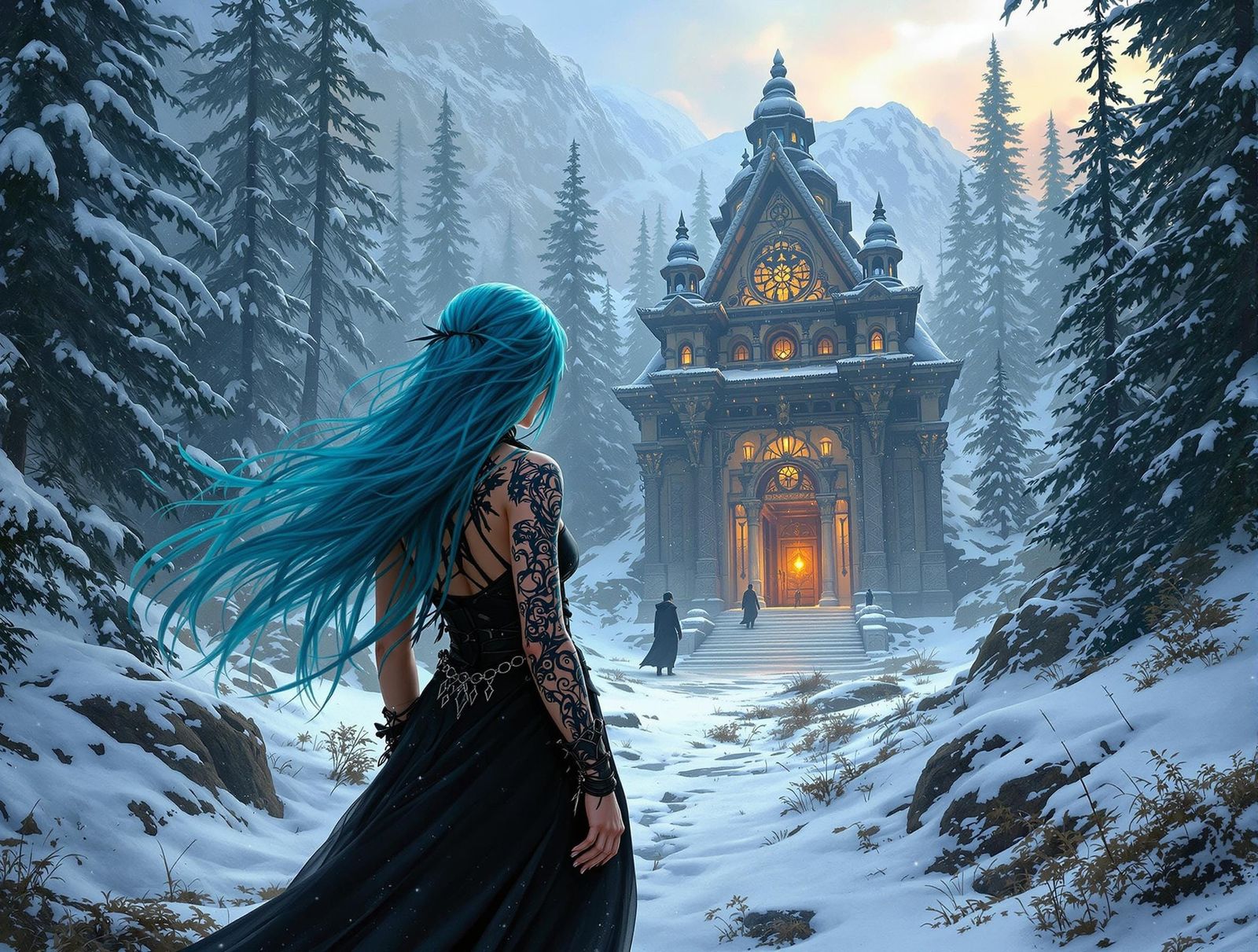 Gothic Explorer at Snow Temple Entrance