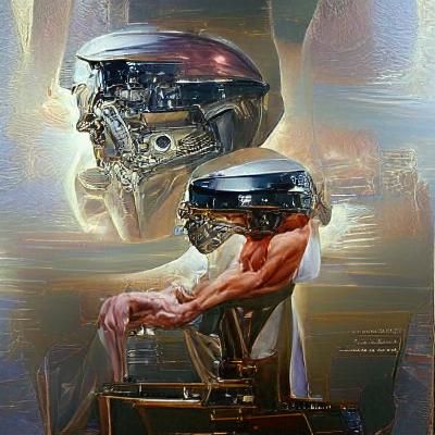 The Duality of Man and Machine as Oil Painting