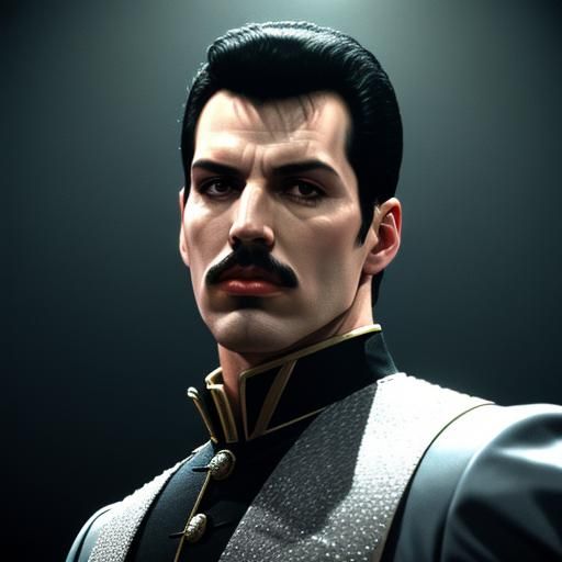 Freddie Mercury on Stage: Cinematic Film Still